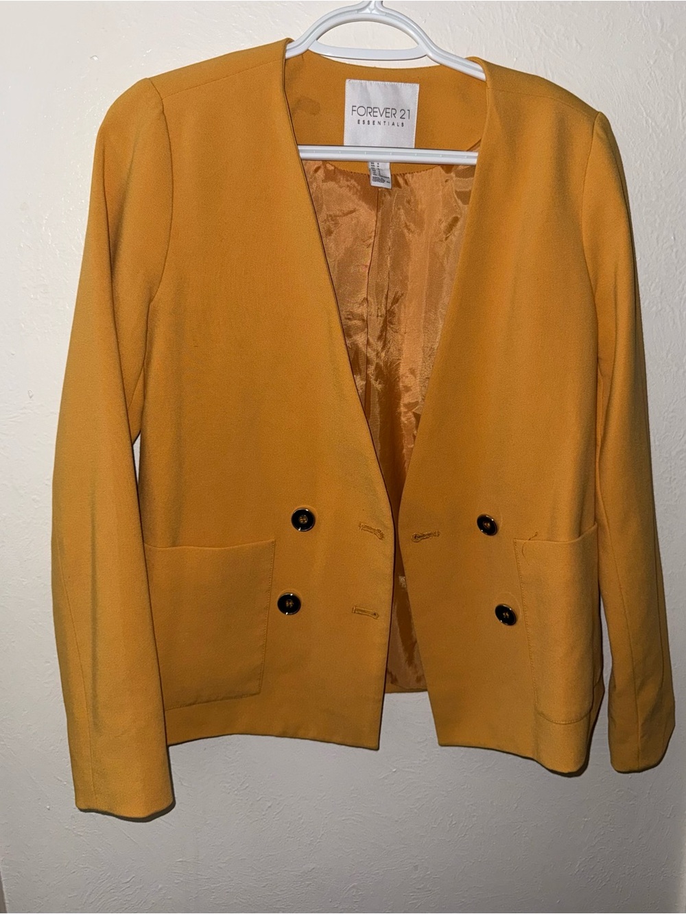 Forever 21 Yellow-Mustard Double-Breasted Women's Blazer